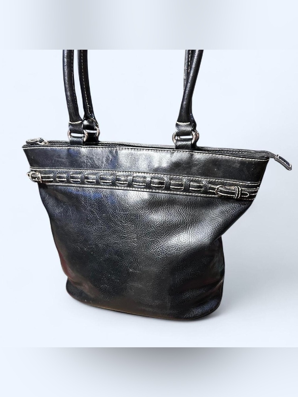 Goth Black Laced Leather Shoulder Bag!